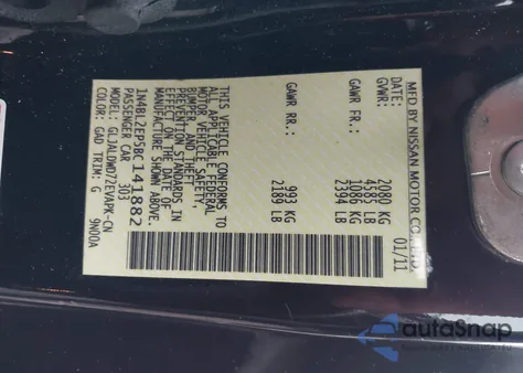 2011 Nissan Altima 3.5 Sr z USA, uszkodzony, nr VIN 1N4BL2EP5BC141882